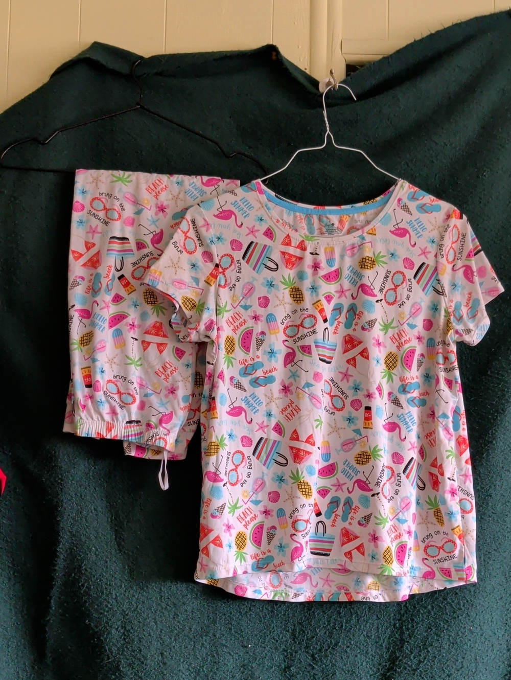 Secret Treasures Pink and Multicolor Summer Print Kids Pajama Set